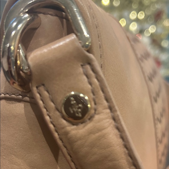 Cole Haan Tan Woven Leather Shoulder Bag NWOT w/detachable crossbody strap - Picture 3 of 8